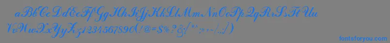 フォントOdessascript – 灰色の背景に青い文字