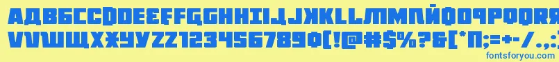 フォントOctoberguardexpand – 青い文字が黄色の背景にあります。