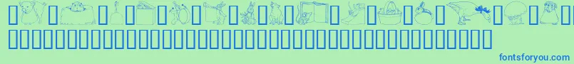 GeWhimsicalAnimalsI Font – Blue Fonts on Green Background