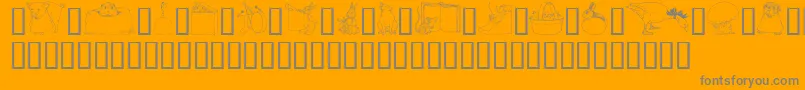 Weitere Informationen zur GeWhimsicalAnimalsI-Schriftart GeWhimsicalAnimalsI-Schriftart – Graue Schriften auf orangefarbenem Hintergrund