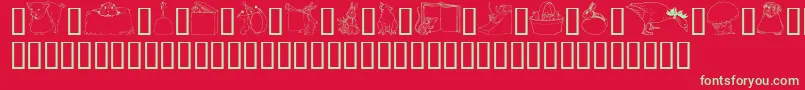 fuente GeWhimsicalAnimalsI – Fuentes Verdes Sobre Fondo Rojo