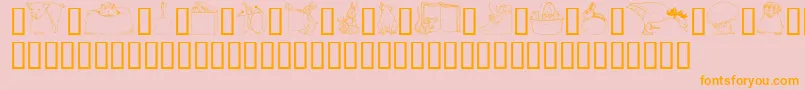 フォントGeWhimsicalAnimalsI – オレンジの文字がピンクの背景にあります。