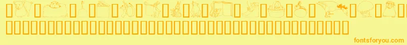 fuente GeWhimsicalAnimalsI – Fuentes Naranjas Sobre Fondo Amarillo