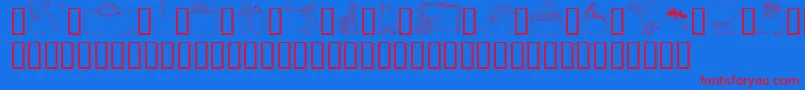 GeWhimsicalAnimalsI Font – Red Fonts on Blue Background