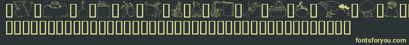 GeWhimsicalAnimalsI Font – Yellow Fonts on Black Background