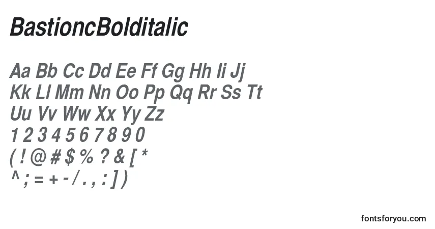 Schriftart BastioncBolditalic – Alphabet, Zahlen, spezielle Symbole