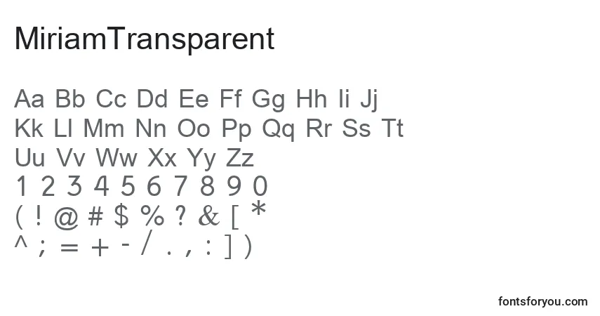 Schriftart MiriamTransparent – Alphabet, Zahlen, spezielle Symbole