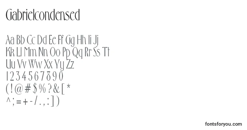Шрифт Gabrielcondensed – алфавит, цифры, специальные символы
