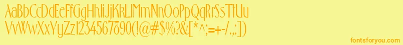 Gabrielcondensed-Schriftart – Orangefarbene Schriften auf gelbem Hintergrund