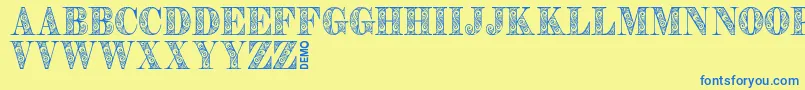 Fonte ZengoDemo – fontes azuis em um fundo amarelo