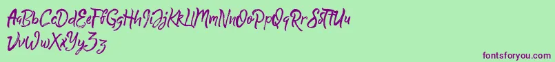 QuickSilverDemo Font – Purple Fonts on Green Background