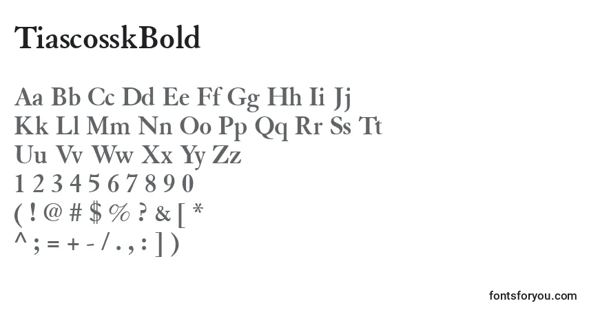 Schriftart TiascosskBold – Alphabet, Zahlen, spezielle Symbole