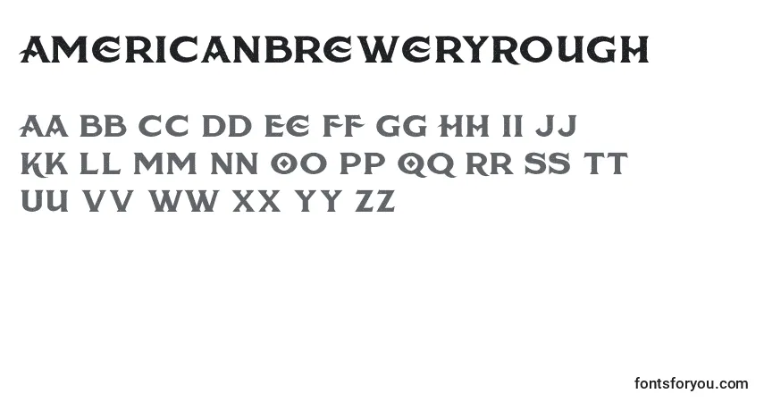 Czcionka AmericanBreweryRough – alfabet, cyfry, specjalne znaki