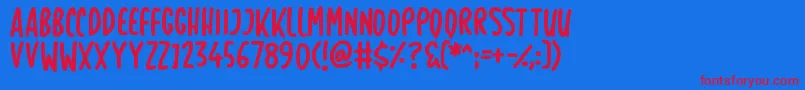 SimplyBe-Schriftart – Rote Schriften auf blauem Hintergrund