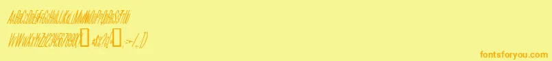 フォントMoviePosterCondensedItalic – オレンジの文字が黄色の背景にあります。