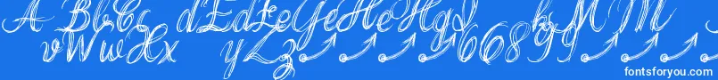 Fonte ThankYouDrfExtraGlyphs – fontes brancas em um fundo azul