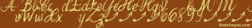 ThankYouDrfExtraGlyphs-fontti – keltaiset fontit ruskealla taustalla