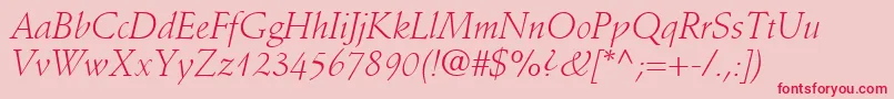 DeutchLightSsiLightItalic Font – Red Fonts on Pink Background