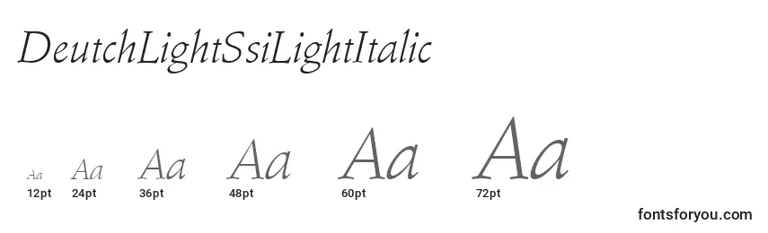 Tamaños de fuente DeutchLightSsiLightItalic