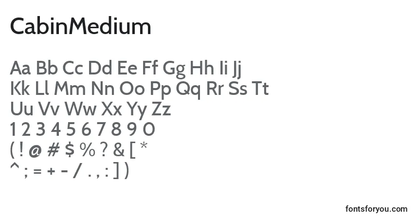 CabinMediumフォント–アルファベット、数字、特殊文字