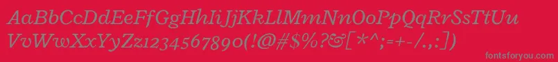 Czcionka RadleyItalic – szare czcionki na czerwonym tle