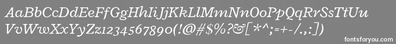 RadleyItalic-Schriftart – Weiße Schriften auf grauem Hintergrund