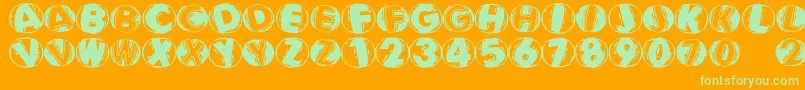 Linocapsbr Font – Green Fonts on Orange Background