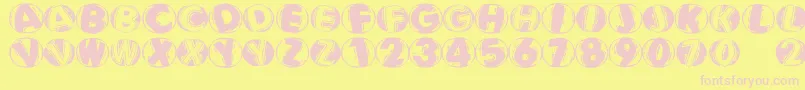 Linocapsbr-Schriftart – Rosa Schriften auf gelbem Hintergrund