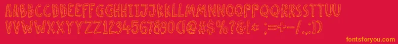 DkCosmoStitch Font – Orange Fonts on Red Background