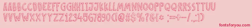 DkCosmoStitch Font – Red Fonts on Pink Background