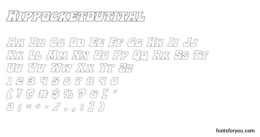 Schriftart Hippocketoutital – Alphabet, Zahlen, spezielle Symbole