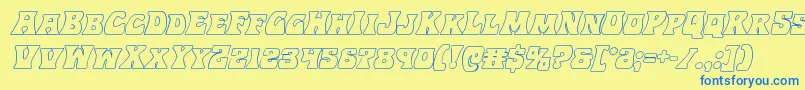 Hippocketoutital Font – Blue Fonts on Yellow Background