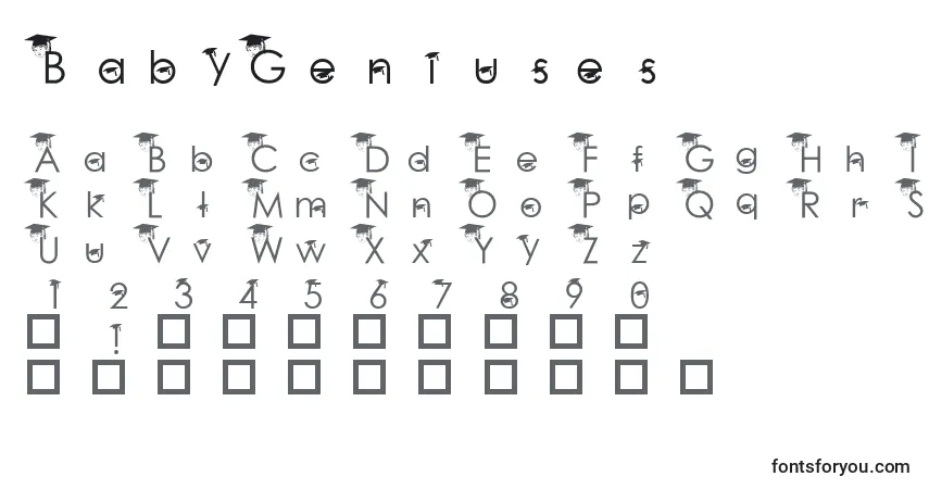 Schriftart BabyGeniuses – Alphabet, Zahlen, spezielle Symbole