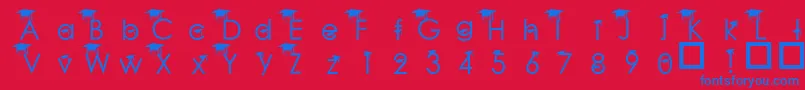 BabyGeniuses-Schriftart – Blaue Schriften auf rotem Hintergrund