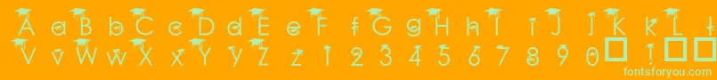 BabyGeniuses-Schriftart – Grüne Schriften auf orangefarbenem Hintergrund