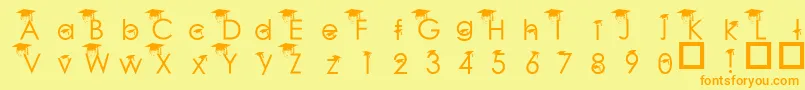 フォントBabyGeniuses – オレンジの文字が黄色の背景にあります。