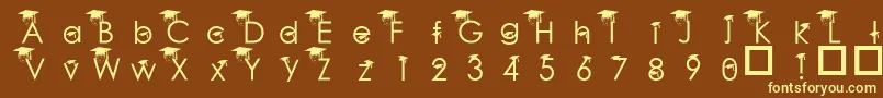 BabyGeniuses-fontti – keltaiset fontit ruskealla taustalla