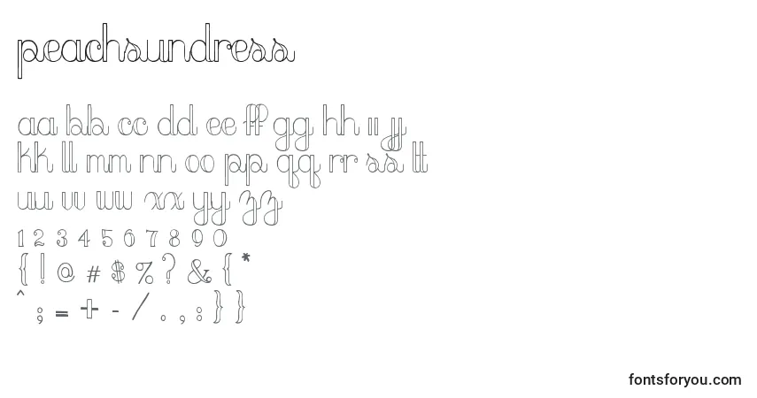 Schriftart PeachSundress – Alphabet, Zahlen, spezielle Symbole
