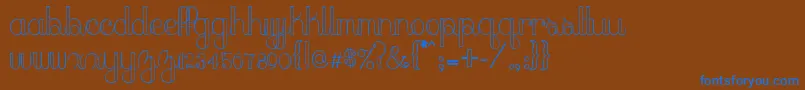 PeachSundress-Schriftart – Blaue Schriften auf braunem Hintergrund