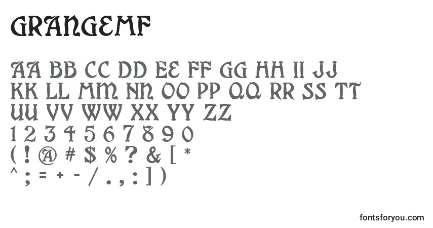 A fonte GrangeMf – alfabeto, números, caracteres especiais