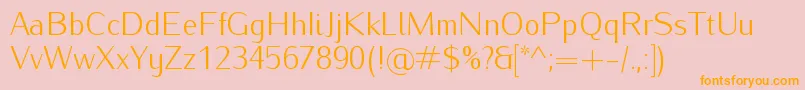 フォントIwonalightRegular – オレンジの文字がピンクの背景にあります。