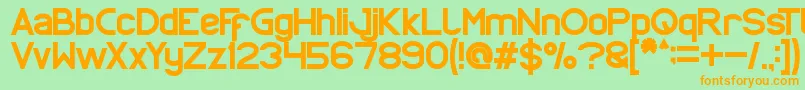 フォントProffesional – オレンジの文字が緑の背景にあります。