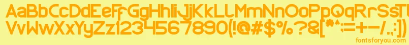 フォントProffesional – オレンジの文字が黄色の背景にあります。