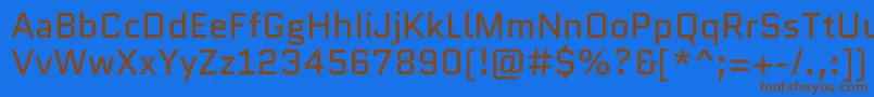 フォントQuanticoRegular – 茶色の文字が青い背景にあります。