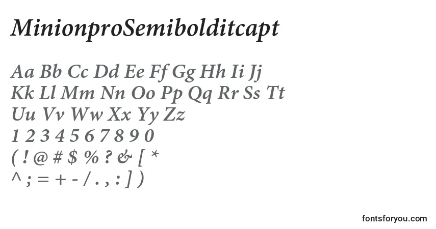 Schriftart MinionproSemibolditcapt – Alphabet, Zahlen, spezielle Symbole