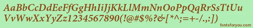 MinionproSemibolditcapt-fontti – ruskeat fontit vihreällä taustalla