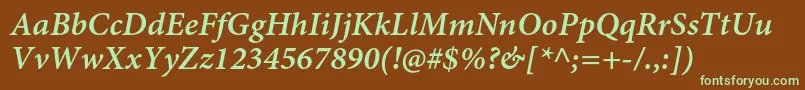 MinionproSemibolditcapt Font – Green Fonts on Brown Background
