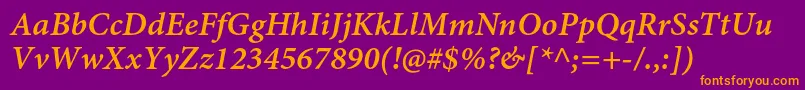 MinionproSemibolditcapt Font – Orange Fonts on Purple Background