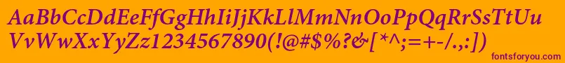 MinionproSemibolditcapt Font – Purple Fonts on Orange Background