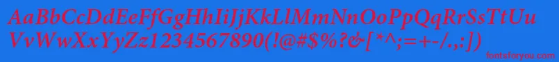 フォントMinionproSemibolditcapt – 赤い文字の青い背景